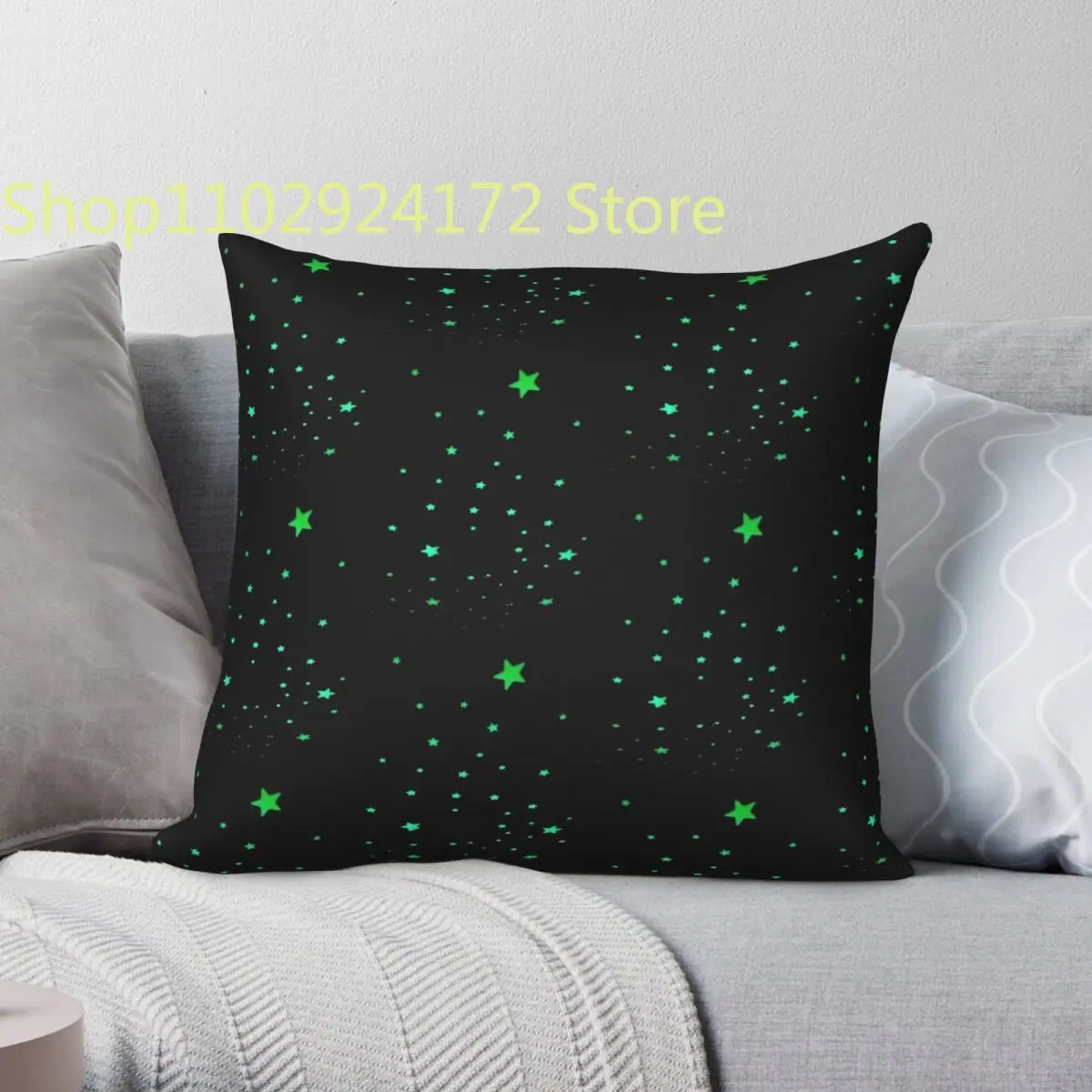 

Glow In The Dark Star Aesthetic Square Pillowcase Polyester Printed Zip Decor Pillow Case Home Cushion Case 45x45