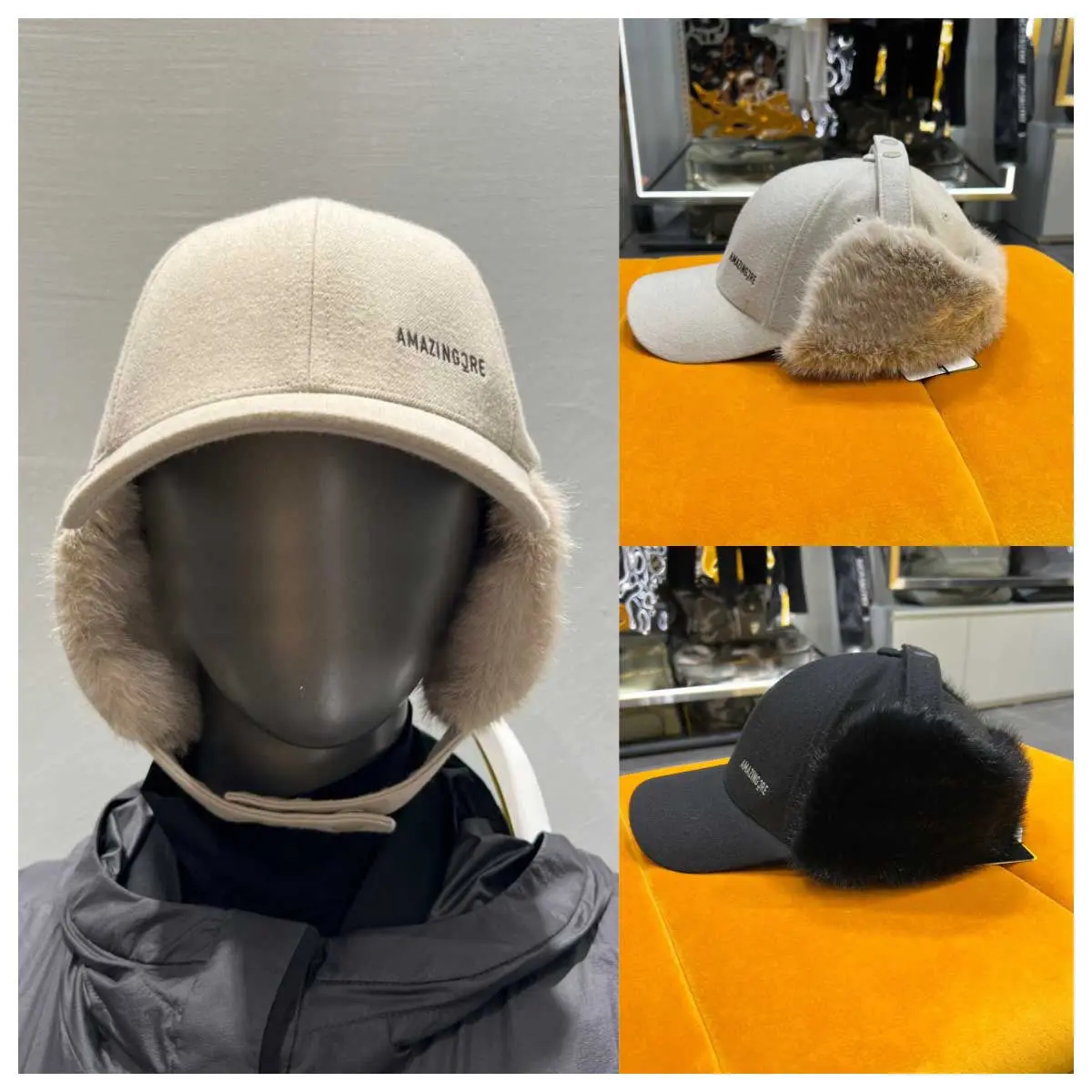 AMAZINGCRE New Men's and Women's Same Golf Caps, Windproof, Thickened, Velvet, Warm Ears, Cold-proof Peaked Caps
