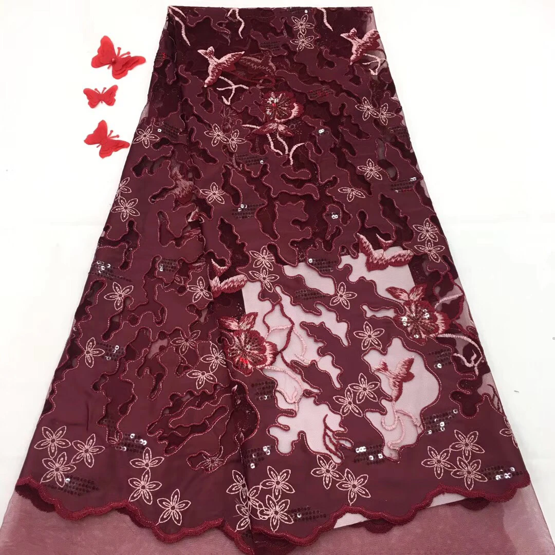 

2018 New Design African French Tulle Net Lace Fabric New Nigerian Lace Fabric For Wedding Dress Beaded Lace Fabric R54