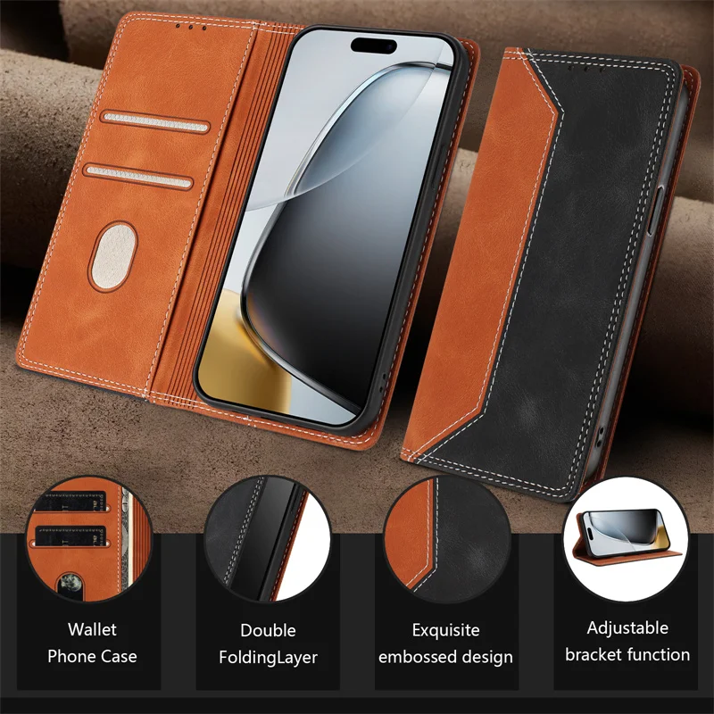 Elegant Magnetic Flip PU Leather Wallet Phone Case with Card Holder and Back Cover