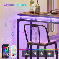 LED-Illuminated Counter-Height Metal Pub Table for Living and Dining Rooms - Black 5