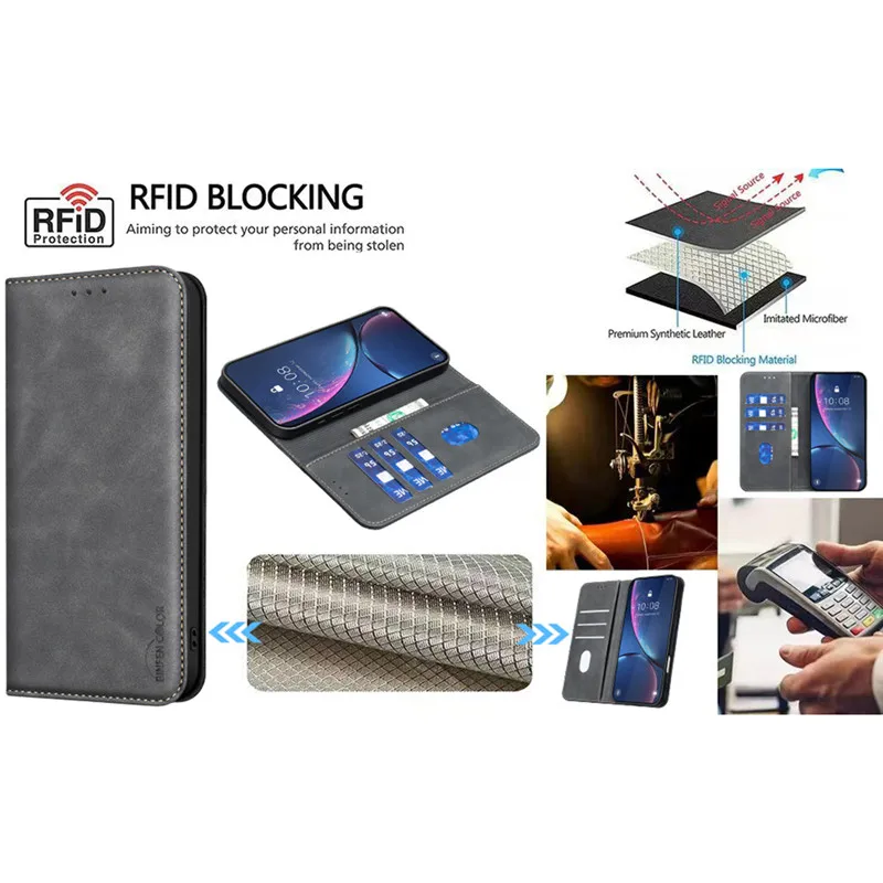 Luxury Magnetic Flip Leather Wallet Phone Case with Anti-Theft Design