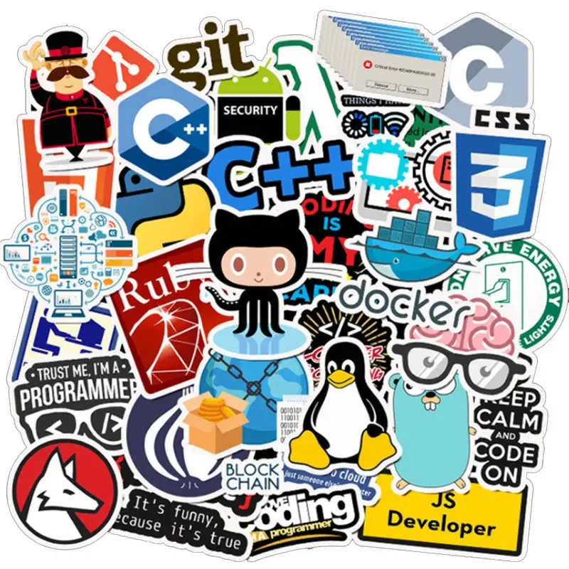 50pcs-Internet-Programming-Stickers-Python-Java-Geek-Php-Docker-Html ...