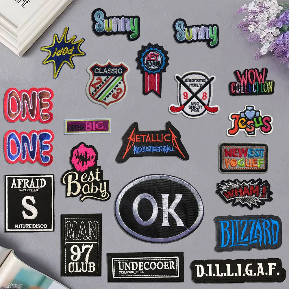 

Оптовая продажа, 100 шт., вышитые значки, буквы «сделай сам», термоплавкий клей, глажка, декоративные нашивки, можно разглаживать на одежде