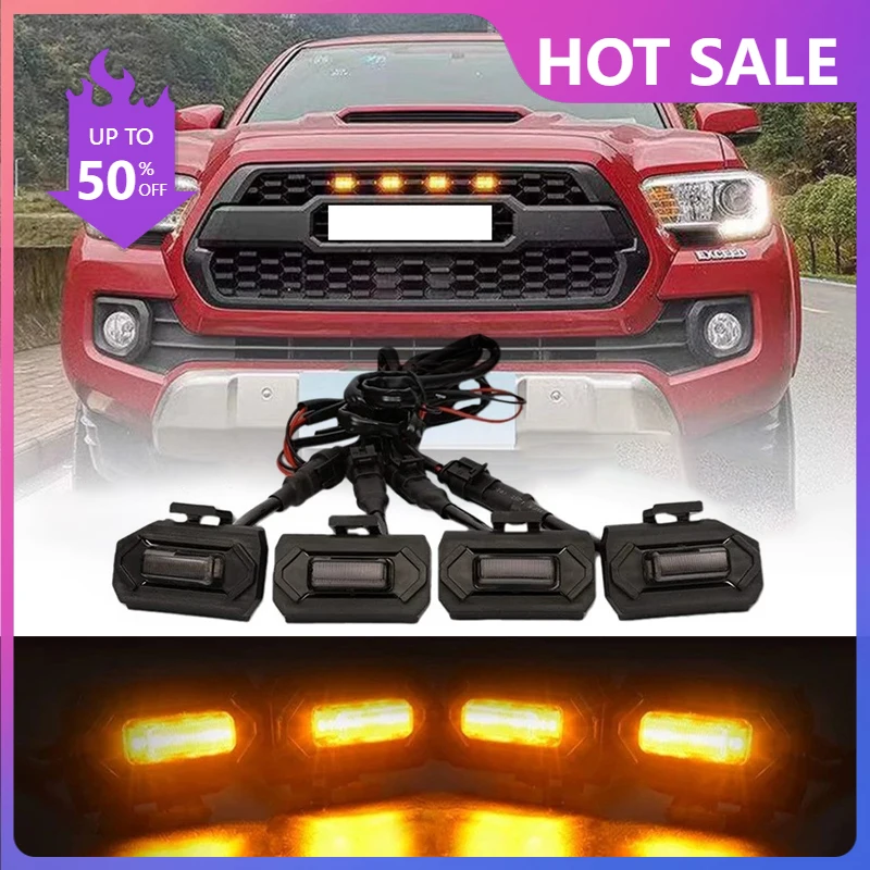 

For Toyota Tacoma 2020 2021 Grill LED Light TRD Warning Daytime Running DRL Yellow Lamp Accessories For Tacoma LED Grille Lights