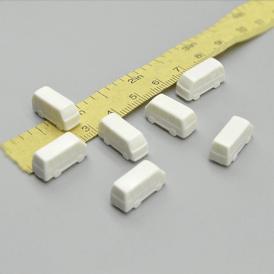 1/250-500 Mini simulation plastic  white inverted car bus model DIY puzzle construction sand table material 5
