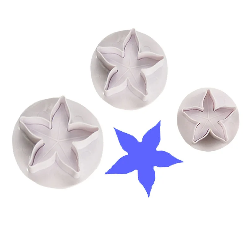 

3Pcs Chocolate Cookie Candy Plunger Mold Calyx Pentapetal Flower Shape Cake Fondant Pastry Biscuit Cutter Baking Tools Pastry