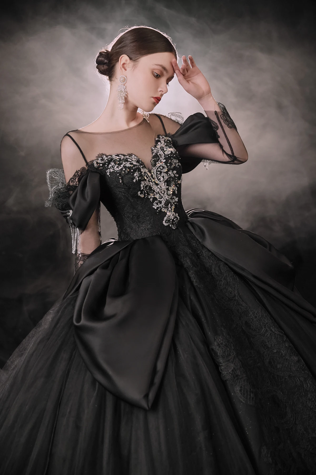 Sharon Said 100% Real Photos Gothic Black Lace Ball Gown