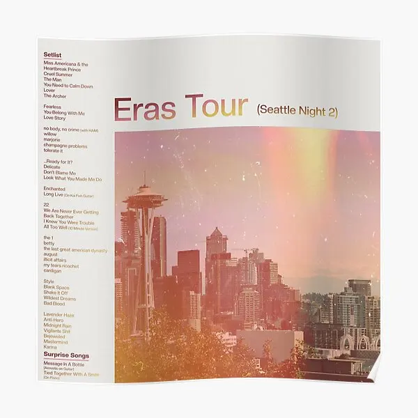 

Eras Setlist Seattle Night 2 Poster Print Picture Funny Decoration Painting Modern Decor Room Wall Art Mural Vintage No Frame