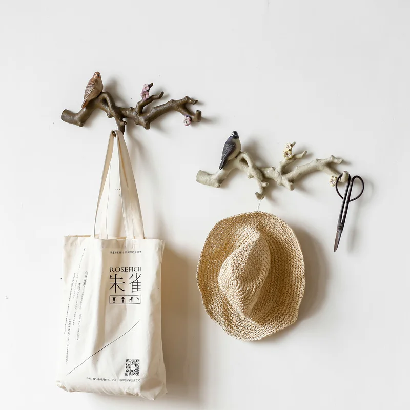 

Creative retro wall decoration hooks for rural bird station branches
