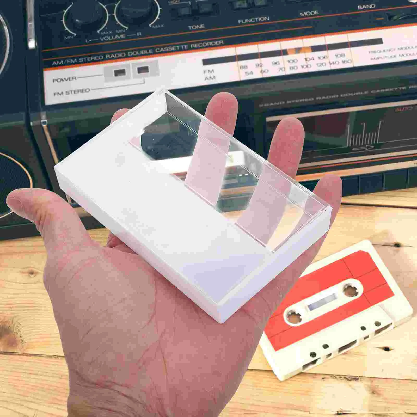 10Pcs Retro Cassette Tape Case Vintage Storage Box Plastic Cassette Box Clear Tape Cases Voice Recording Holder Cd