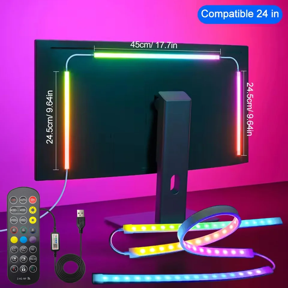 Akıllı Ortam TV Arka Aydınlatması USB PC LED Şerit Işıklar 24 27 32 34 İnç Monitör Ekran LED Arka Aydınlatma DIY Oyun Atmosferi Dekor Lambası
