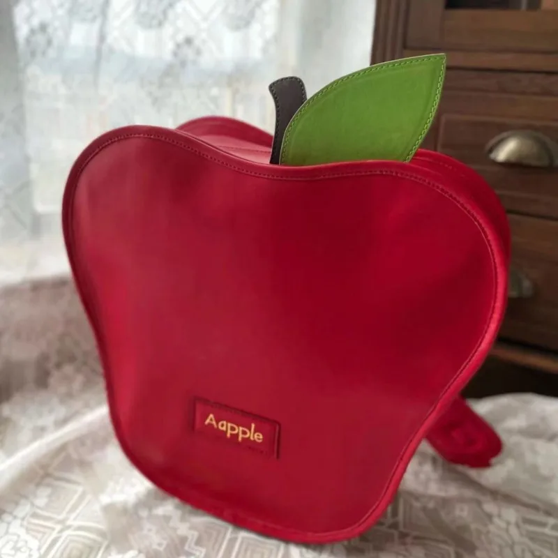 Red Apple Shape Cute Christmas Backpacks Large Capacity Cartoon Shoulder Bags Letter Printed PU Harajuku Bags Trend Women's Bags 3