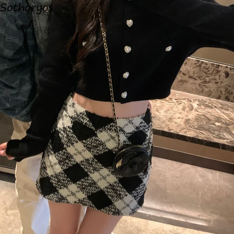 

Classic Plaid Mini Skirts Women Simple Vintage Slim A-line Office Ladies Elegant New Winter All-match Streetwear Harajuku Trendy