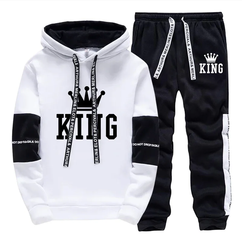 بدلة رياضية رجالي من King Printing قطعة واحدة بلوزات Sweatpants غير رسمية بقلنسوة ملابس رجالي في الهواء الطلق مبيعات ساخنة ملابس الشارع الشهير