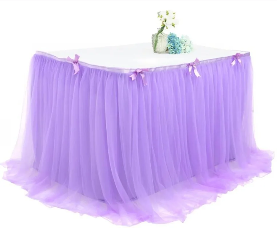 New Thin Mesh Gauze Table Skirt Wedding Party Birthday Banquet Baby Baptism Tables Skirting Christmas Partys Home Decorative