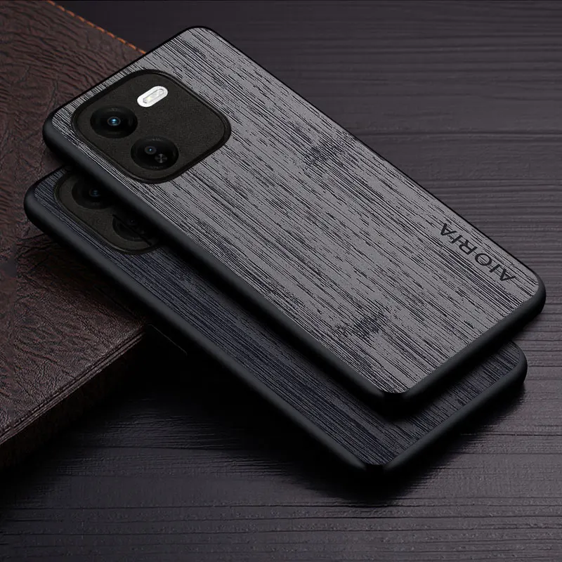 Luxury Bamboo Wood Pattern Leather Phone Case Cover