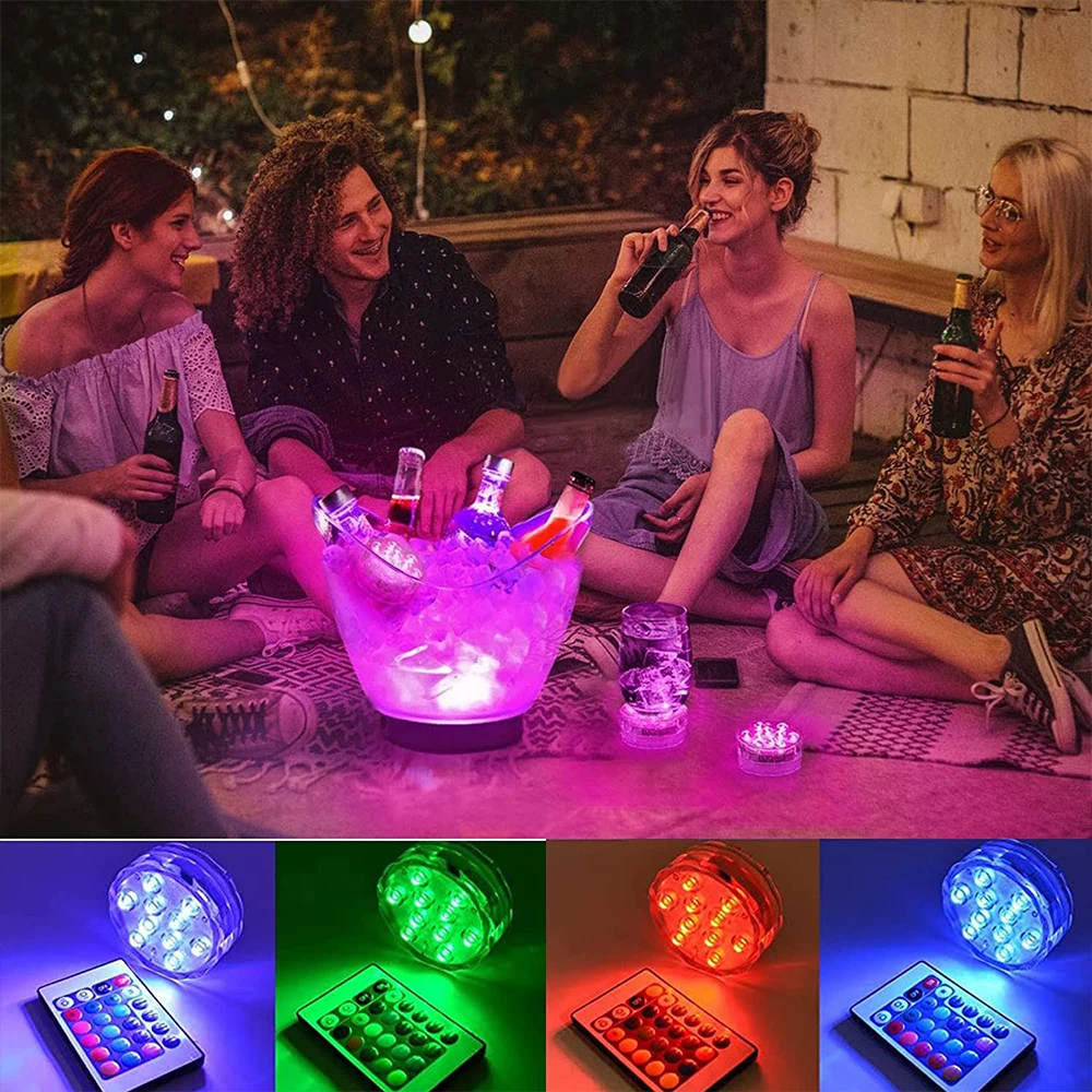 swimming pool lights underwater 10leds RGB Submersible Light Battery Powered Underwater Night Light Outdoor Vase Bowl Garden Pond Swimming Pool Party Decor Lamp underwater led lights