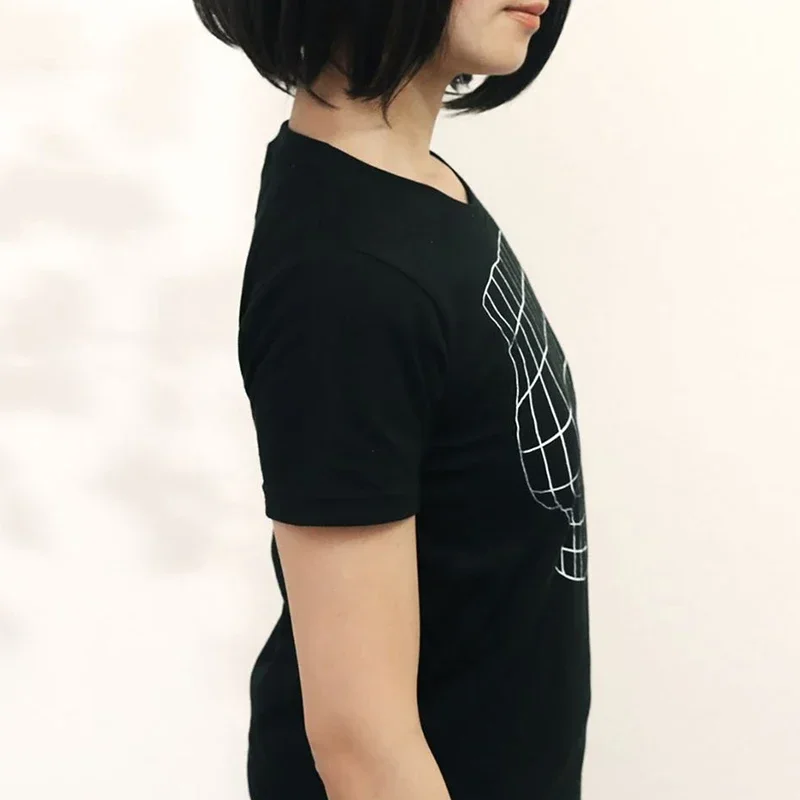 여성용 확대 가슴 착시 티셔츠, 재미있는 프린트 큰 가슴 티셔츠, 여성 하라주쿠 티셔츠, 고스 블랙 상의 셔츠