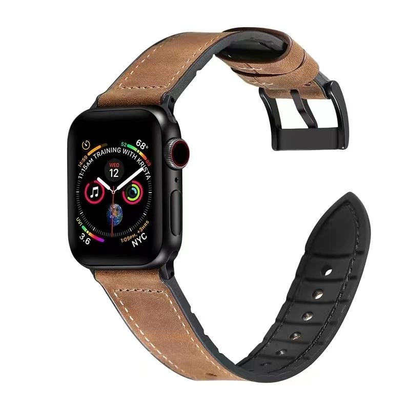 Silicone+Leather Strap For Apple Watch Band 49mm 45mm 41mm 44mm 40mm 42mm Bracelet Wristband For iWatch Ultra 8 7 6 5 4 SE Belt