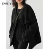CHIC VEN Fashion Women's Wool Coat Single Breasted Vintage Jacket V-Neck Office Lady Overcoat Female Tops Spring Autumn 2023 1
