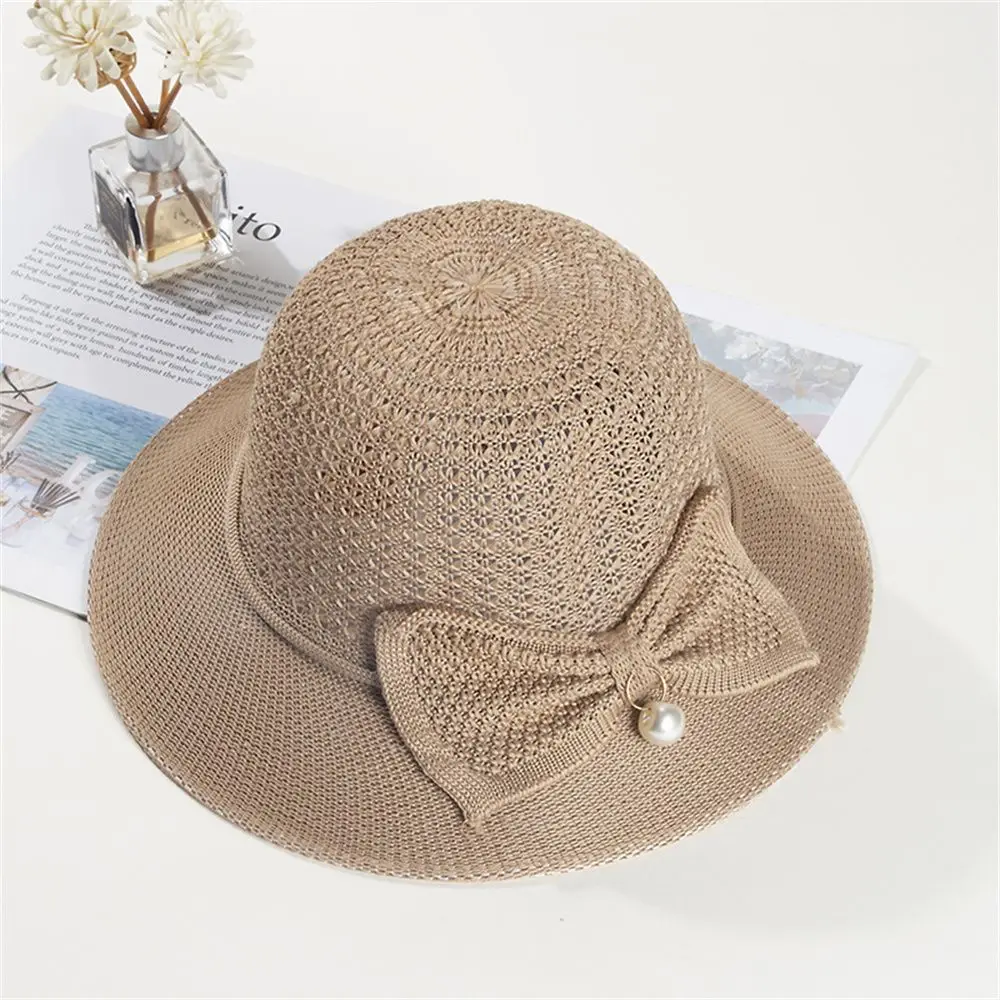 Women Summer Shade Breathable Sun Hats For Women Foldable Bow Big Brim  Straw Hats Outdoor Travel Beach Sunscreen Cap Bucket Cap - AliExpress