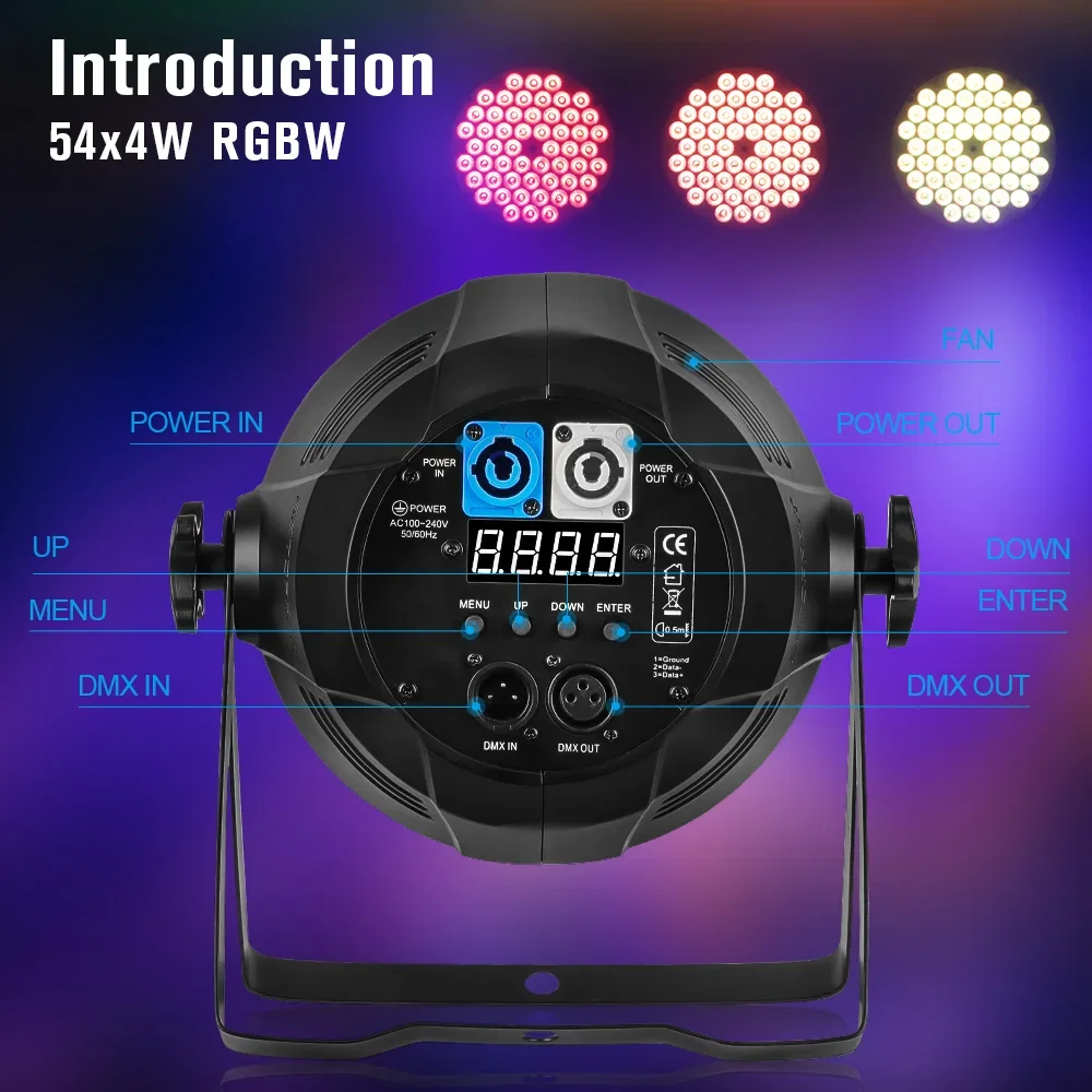 BOTAI Big Dipper LPC010 Disco Ball Party Lights 54x4w RGBW 4-In-1 Led Professional Stage Light With Sound DMX512 Control