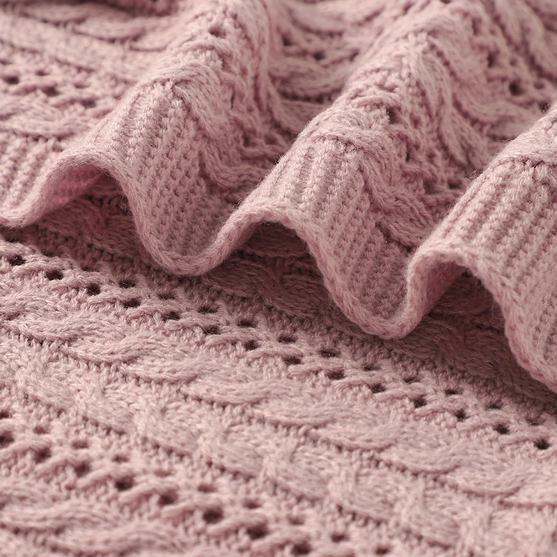 Anti-pilling Soft 0-24 Months Newborn Boys & Girls All-season Blankets Breathable Knitted Acrylic Baby Toddler Swaddle Blankets 2