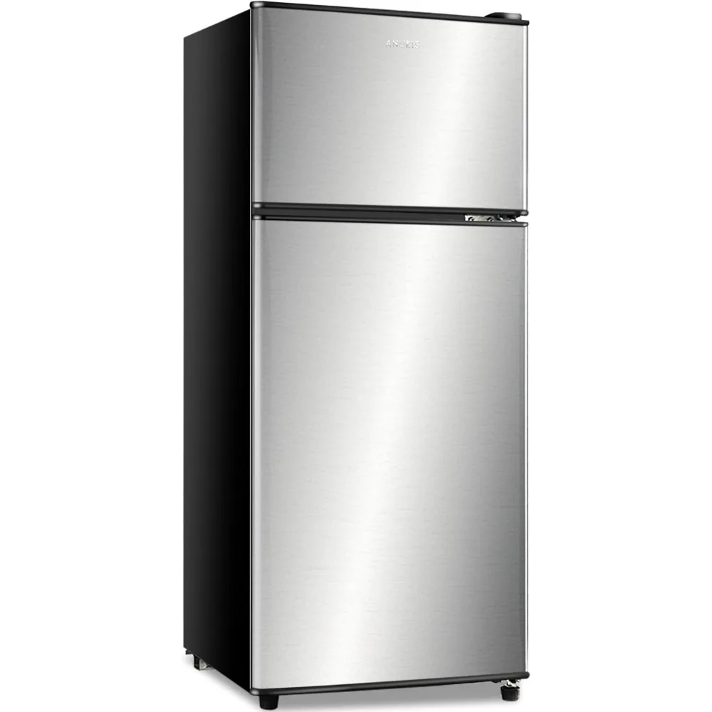 

Компактный холодильник 4,0 куб. Футов, 2-дверный мини-холодильник с морозильной камерой для квартиры, общежития, офиса, семьи, подвала
