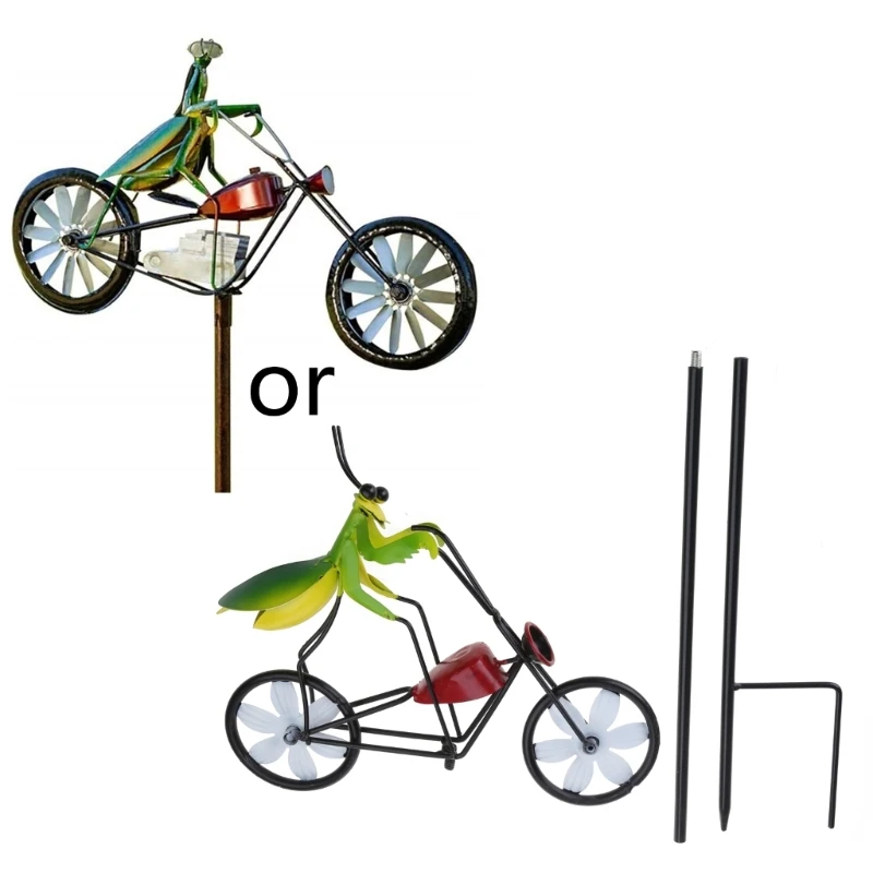 

Metal Wind Spinner Praying Mantis Motorcycle Windmill Stake Statue for Garden Lawn Yard Outdoor Decoration Dropship