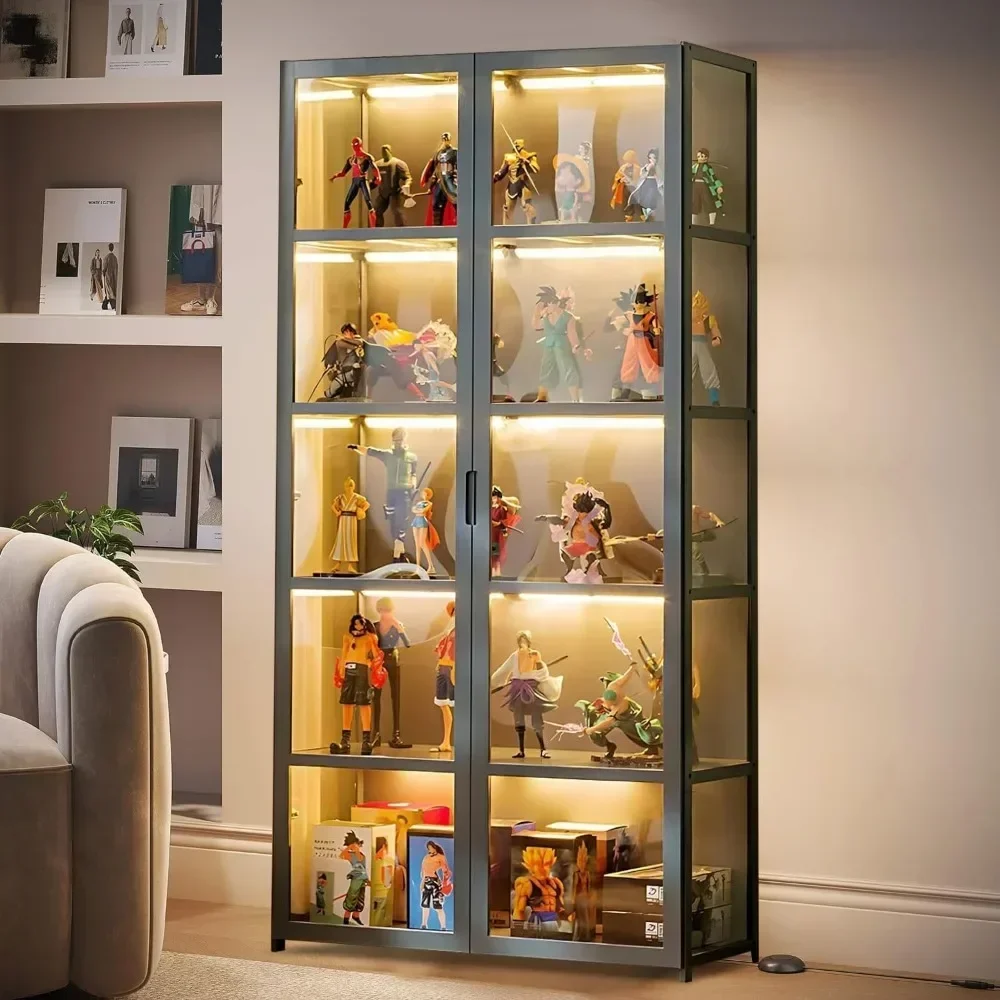 5-Tier Display Cabinet with Acrylic Glass Door, Collectibles Toy Organizers Rack & Storage Shelves, Display Cabinet 6