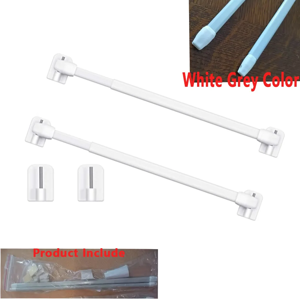 Adjustable Curtain Rod Extendable Bars Pole Without Drilling Hanging Rods Self Adhesive 2 Pieces for Home Bathroom Hotel