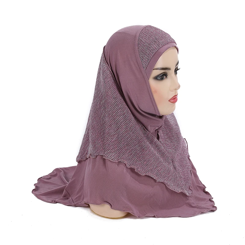 Teenage girls medium size 65*60cm pray hijab muslim hijab scarf islamic headscarf hat amira pull on headwrap Muslim Hijab