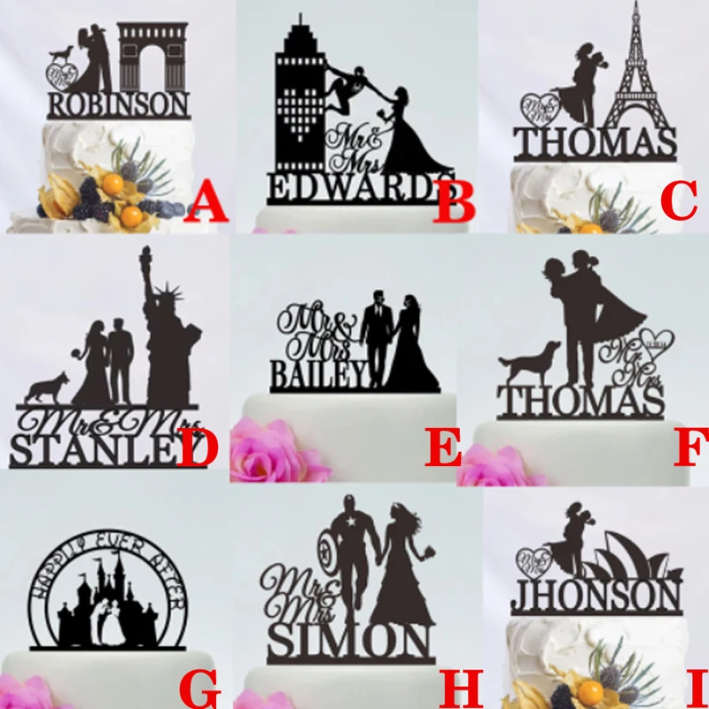 

Personalized Travel Wedding Cake Topper Custom Name And Date Mr & Mrs Party Decor Couple Cake Topper