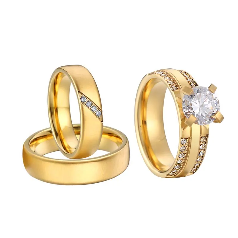 

Custom Pure handmade AU585 real 14k gold Couple wedding rings Bridal set for Men and Women Lover's Alliance marriage finger ring