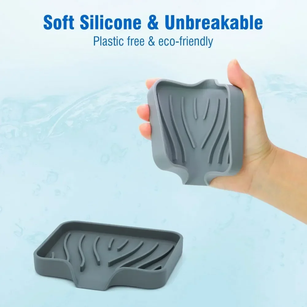 Soap Box 1-Pack Silicone Drain Kitchen Bathroom Anti-slip Sink Tray