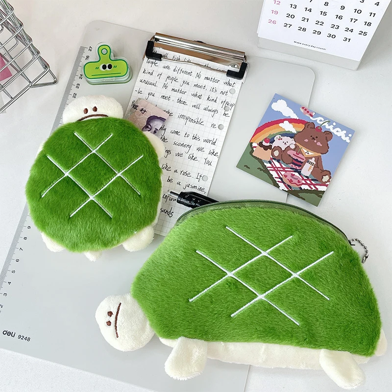 Cartoon Cute Turtle Pencil Bag Large Capacity Pencil Case Creative Coin Purse School Supplies Multifunctional Storage Bag