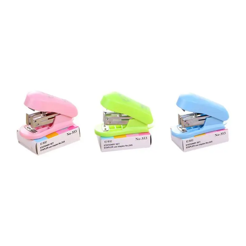 Mini Stapler Set 1 Set Lytwtw's Fashionable Candy Color Stapler With Steel Clips Office School Uniform Supplies