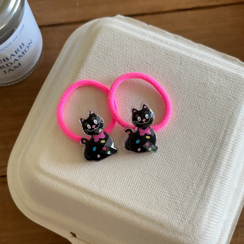 2pcs schöne bunte Fliege Katze Mädchen elastische Haar bänder Prinzessin Haarschmuck Kinder Haar gummis Baby Kopf bedeckung – Detail 5