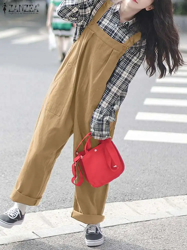 

Комбинезон ZANZEA Женский на бретелях-спагетти, Модный Ромпер-карго без рукавов, праздничный прямой Ромпер, лето 2024