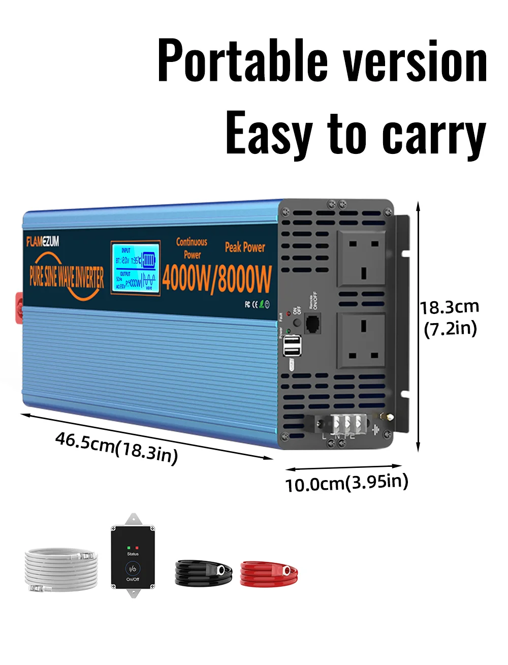 U.K Plug 4000W Pure Sine Wave Power Inverter 8000W DC 12V/24V To AC 240V Voltage Converter Solar Car Inverter Transformer