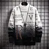 2024 Men's Sweater Korean Autumn Winter Fashion Men Clothing English Elements Sweater Men Casual Pullover O-Neck Sweaters Men 1