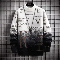 2024 Men's Sweater Korean Autumn Winter Fashion Men Clothing English Elements Sweater Men Casual Pullover O-Neck Sweaters Men 1