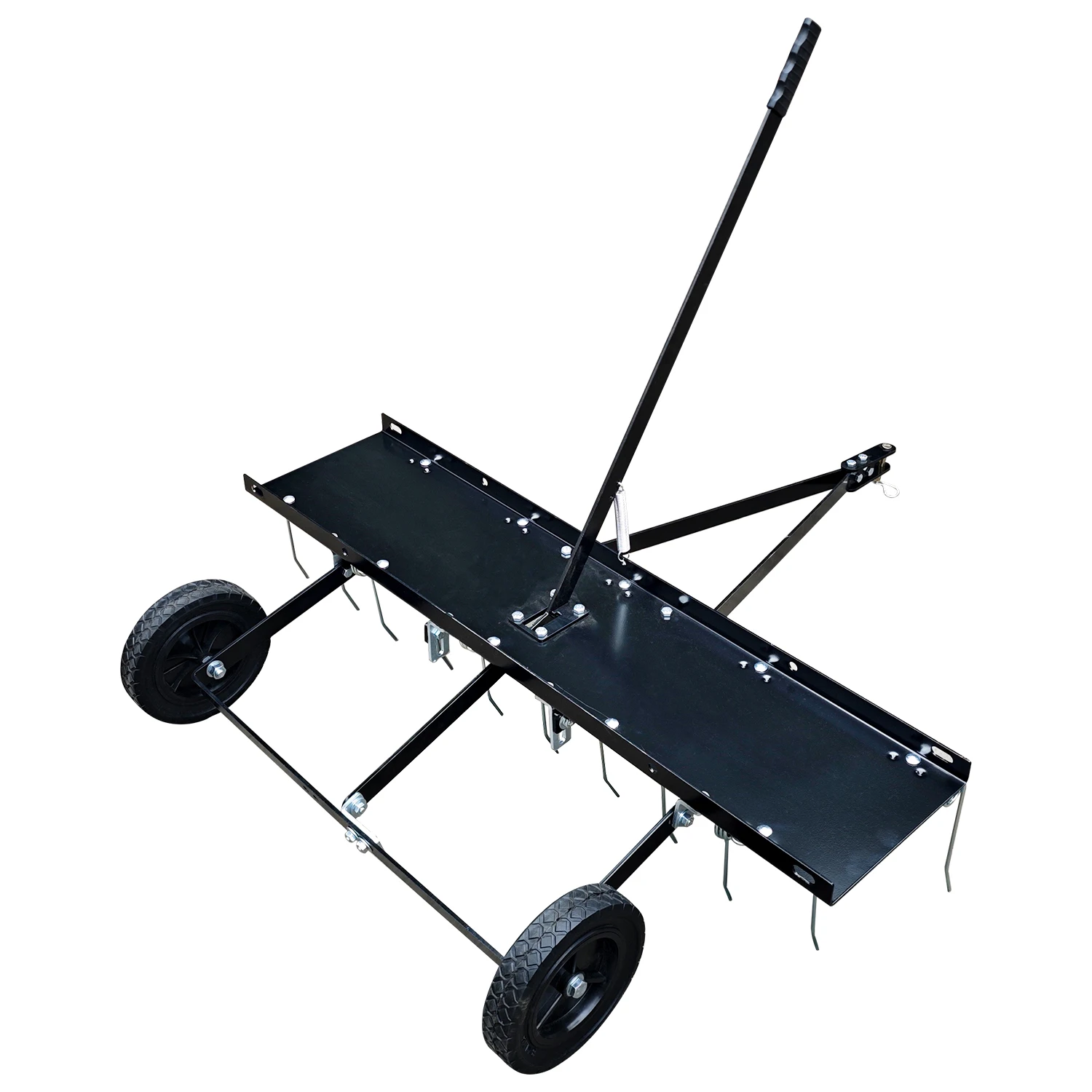 Spring Steel Grass Comber 40 Inches 3 Turns Of T4.5*200Mm*20 Teeth (With M8 Bolts) With Rubber Material 8-Inch Solid Wheel