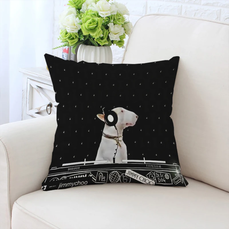 

40x40cm Pillowcase Cartoon Bull Terrier Double-sided Printed Sofa Decoration Cushion Cover Car Decoration Cushion Cover 50X50cm