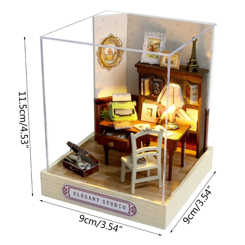 DIY Miniature Dollhouses Mini House Model Kits with Furniture and Led Lights 6