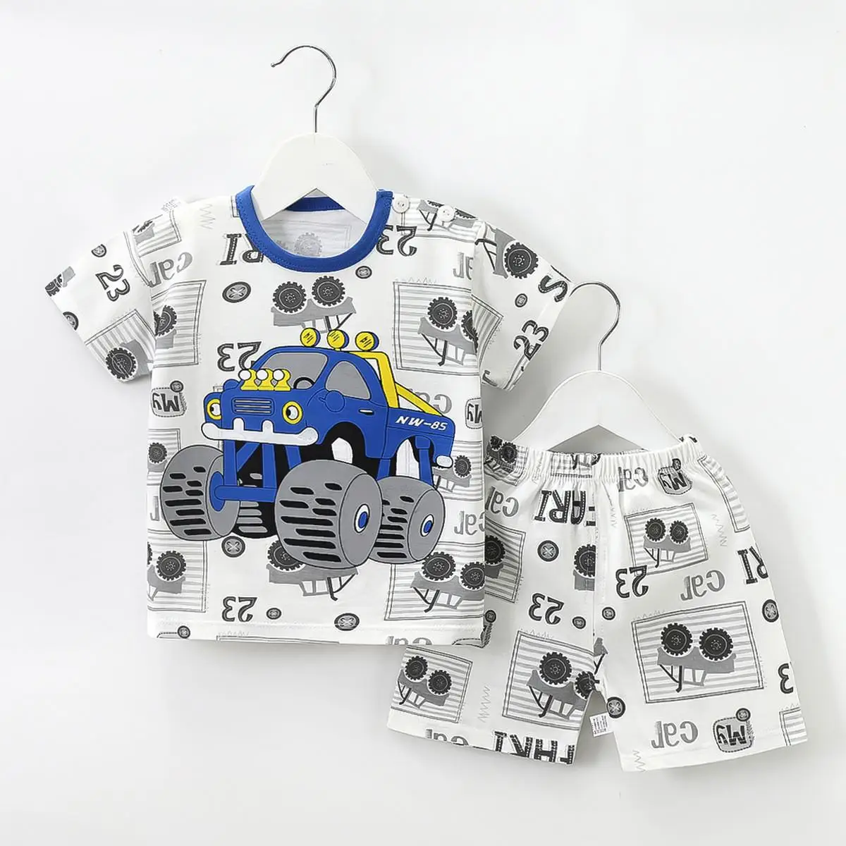 0-4years  Chirldren Summer Outfits T-shirt+shorts Boys And Girls  Loose Casual Cartoon Clothes Stripe O-neck 2pcs Sets Simple newborn baby clothing set Baby Clothing Set