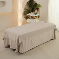 Housse de matelas de massage spa 1 pièce avec trous, en polyester, literie toutes saisons, couleur unie, draps de lit pour salon de beauté 6