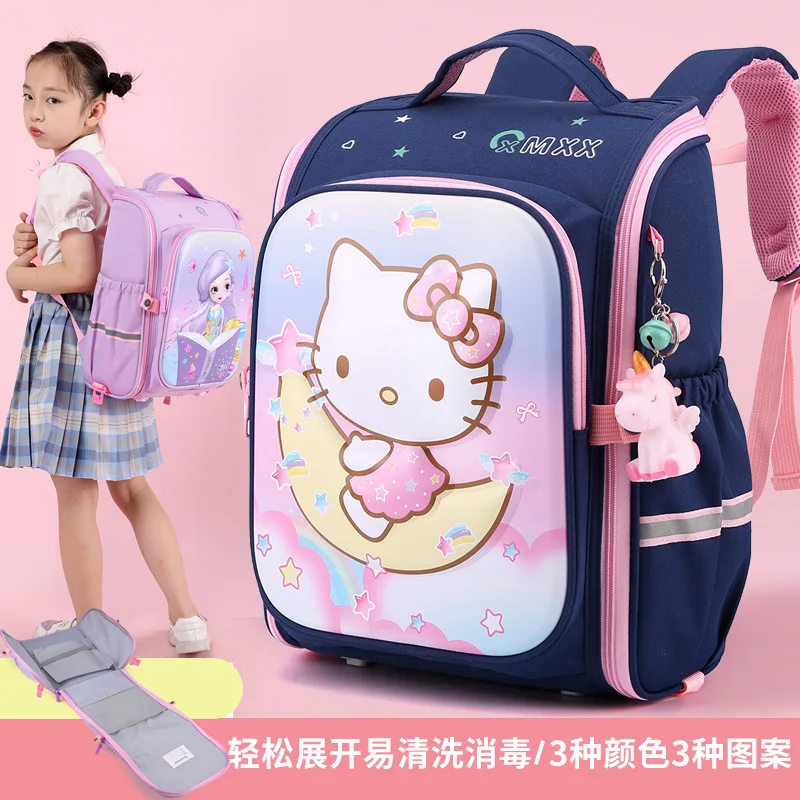 

Школьный портфель Hello Kitty для учеников начальной школы, милый школьный рюкзак большой вместимости с мультипликационным рисунком, рюкзак для девочек 1-3 классов