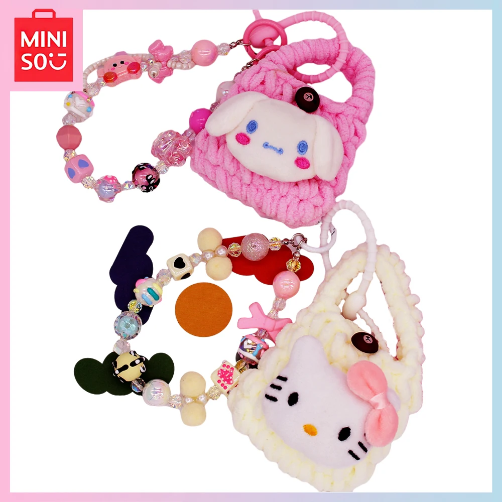 

Miniso Sanrio, Hello Kitty Cinnamoroll мультяшная Аниме Сумка Очаровательная Обложка для наушников милая искусственная цепь шнурок плюшевый Бисер Подарок